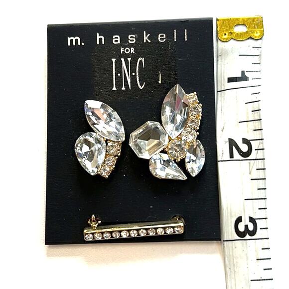 INC International Concepts Gold Brooch, 3 Pack, Gold w/ Faux-Diamond Gemstones! - Picture 3 of 3